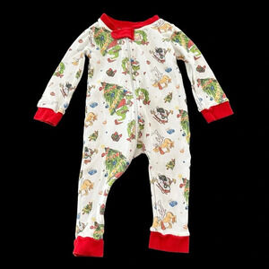 Smockingbird baby 3 months Grinch Christmas Zip Up Pajamas Pima Cotton Holiday